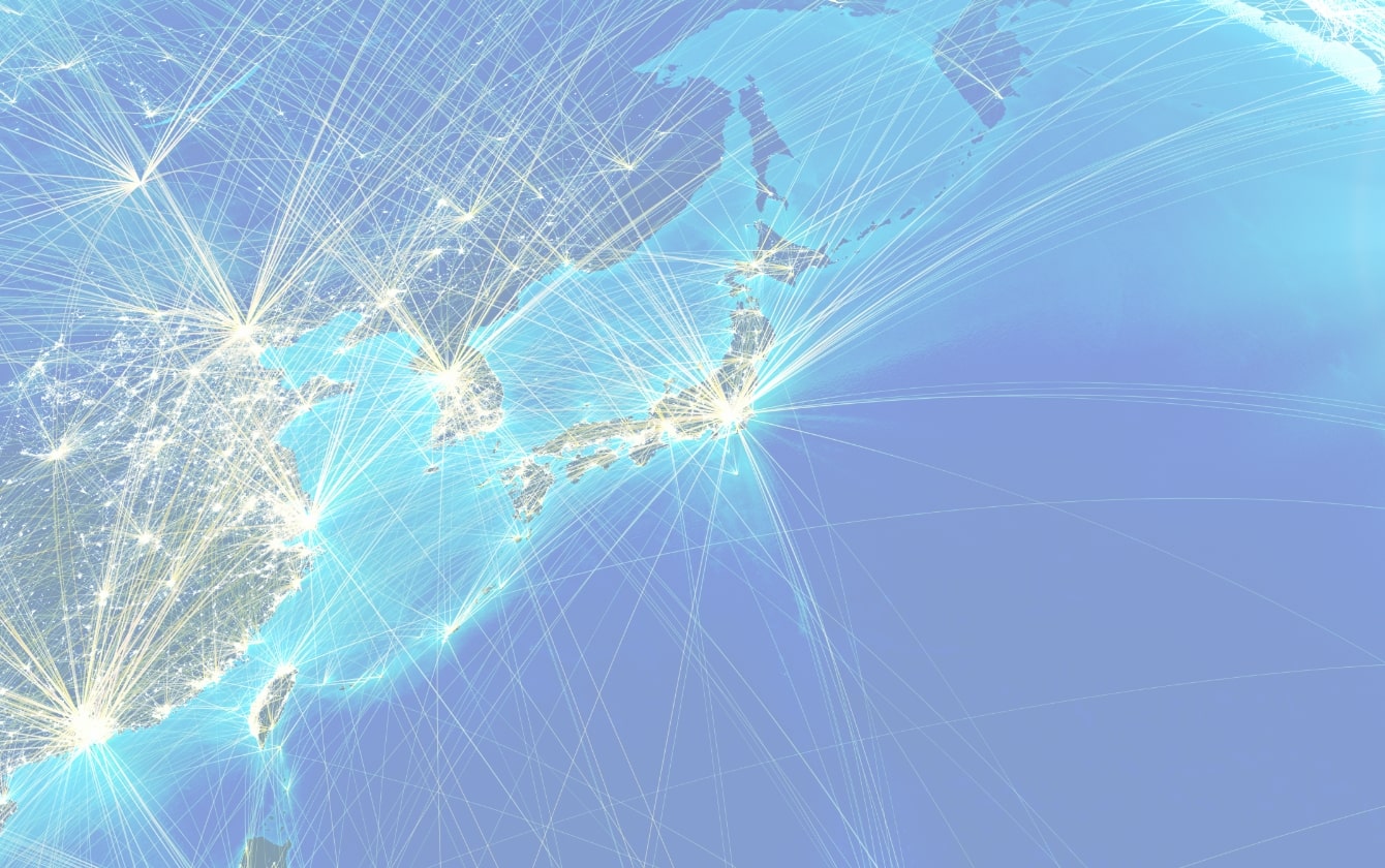日本から各国へ結ぶネットワーク